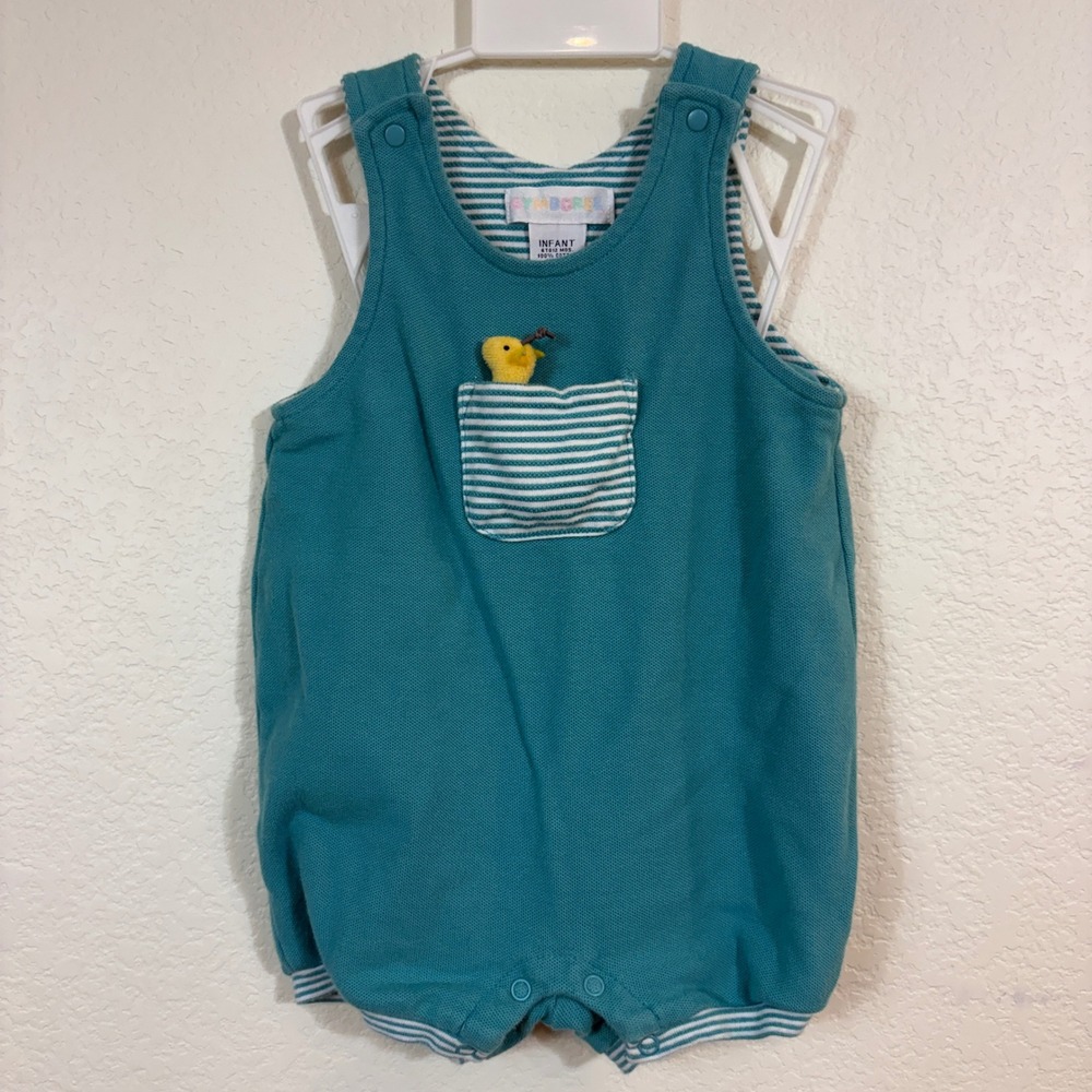 Gymboree Romper Baby 6-12 Months Teal Vintage 1998 Giraffe Pique Preppy